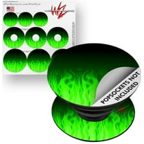Decal Style Vinyl Skin Wrap 3 Pack for PopSockets Fire Green (POPSOCKET NOT INCLUDED) by WraptorSkinz
