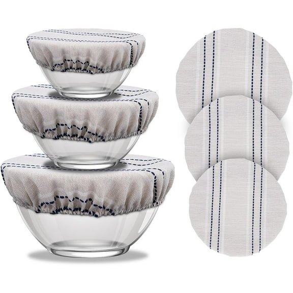 Reusable Bowl Covers for Bread Proofing, 9/10/13 Inches Bread Proofing Cover, 3 Pcs Linen Cotton Food Cover for Sourdough Proofing Basket, Food Storage Baking Supplies for Home Bakers