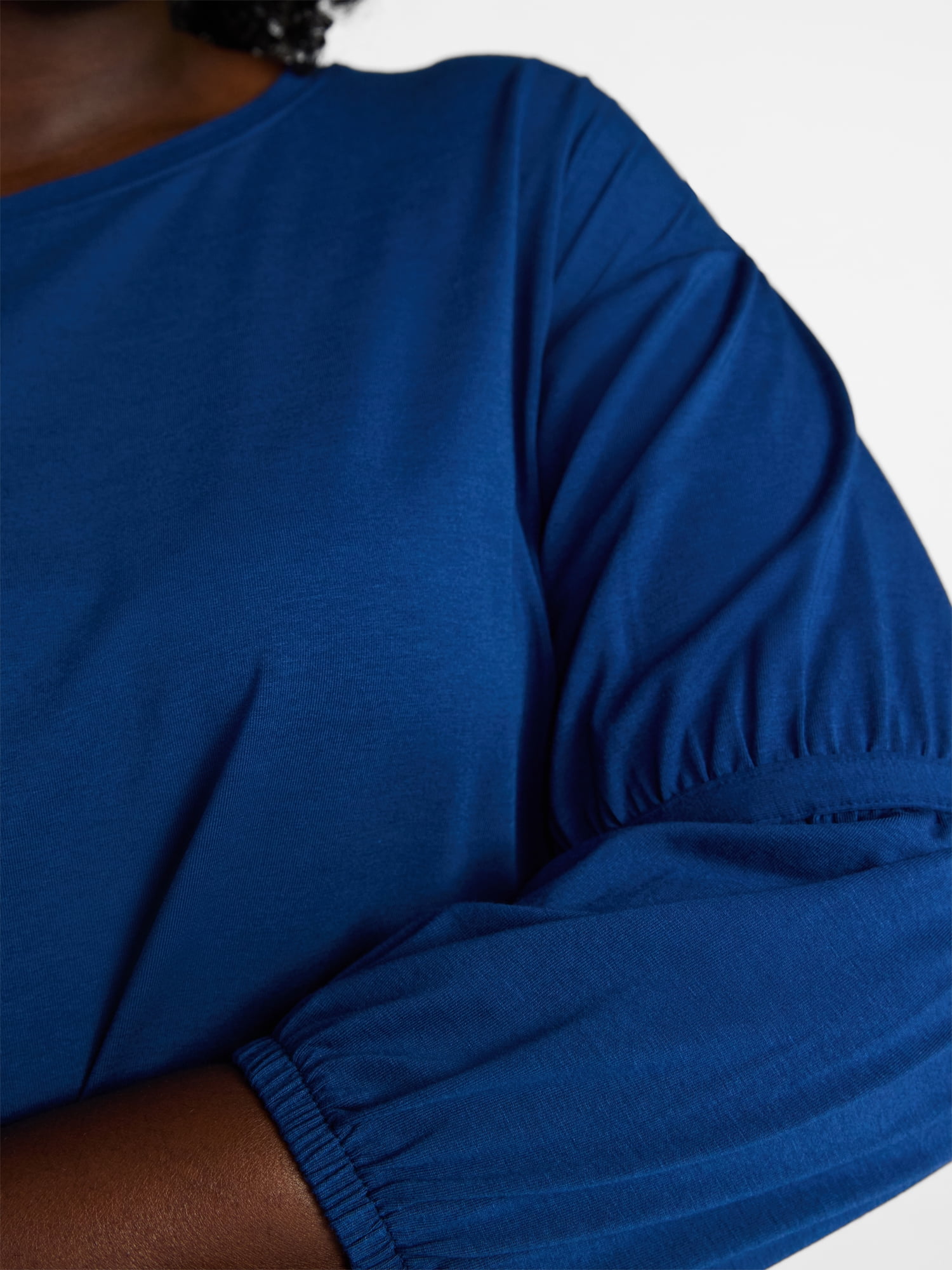 Terra & Sky Women's Plus Size Double Blouson Top with 3/4-Length Sleeves, Sizes 0X-5X