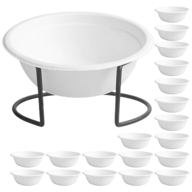 Miangastore 1 Set Pets Disposable Feeding Bowls Wet Dry Pet Food Bowl Water Feeding Dish with Rack