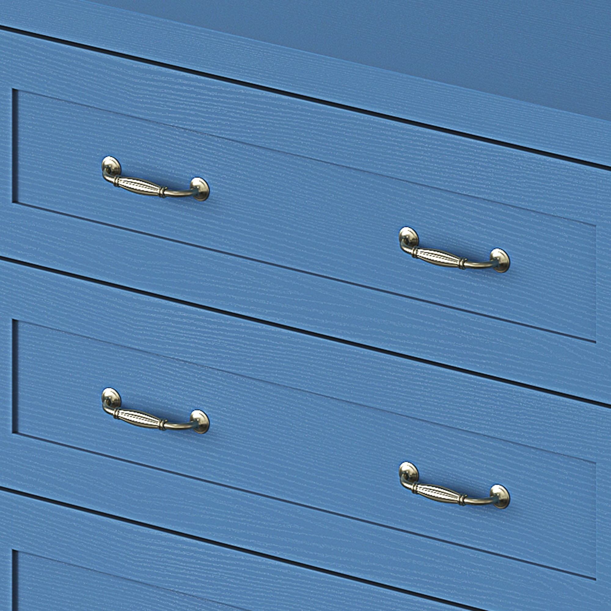 Dextrus 6 Drawer Dresser with Handles & Power Outlets, Wood Storage Cabinet Chest of Drawers, Blue