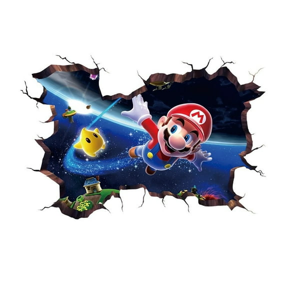 Mario Wall Stickers 3D wall stickers Children wall stickers Cartoon characters wall stickers Cartoon background wall decoration Birthday gift Children bedroom decoration 60*40CM