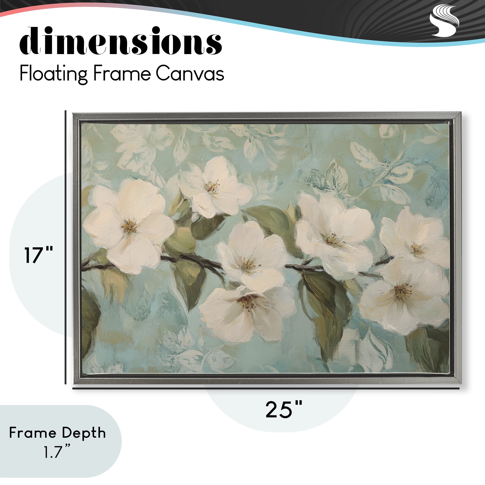 Stupell Industries Serene Flower Branch Blooms Gray Framed Floater Canvas Wall Art, design by Petal Prints Design