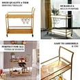 thumbnail image 5 of Efavormart 3ft Gold Metal 2-Tier Bar Cart Wine Rack With Wooden Serving Trays, Kitchen Trolley with 5 Wine Bottles & 2 Wine Glass Holder Rack, 5 of 11