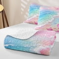 thumbnail image 4 of Manfei Blue Ocean Waves Twin Quilt Set,Pink Sand Twin Coverlet Set,2pcs, 4 of 7