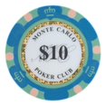 thumbnail image 1 of Brybelly Monte Carlo Premium Poker Chip compuesto de arcilla de peso pesado de 14 gramos - Paquete de 50 ($10 azul), 1 of 5