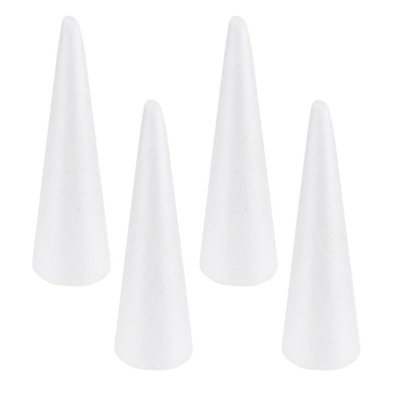 TABLZONE White Foam Cones 4-Pack Christmas Table Centerpiece Decorations Holiday Home Decor
