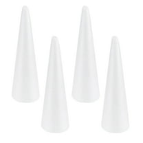 TABLZONE White Foam Cones 4-Pack Christmas Table Centerpiece Decorations Holiday Home Decor