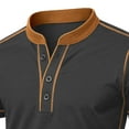 thumbnail image 5 of GuangCheng Mens Henley Shirts,Contrast Stitch,Short Sleeve ,Slim Fit,Soft,Breathable,Pullover,Button Placket,Casual Wear Tops,Dark Gray,Size 2XL, 5 of 6