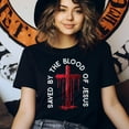 thumbnail image 3 of Saved by the Blood of Jesus T-Shirt | Christian Cross Graphic Tee, Ash, Size 3XL, 3 of 6