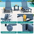 thumbnail image 2 of SERWALL Outdoor Chaise Lounge Set of 2, Adjustable Patio Chaise Lounge, HDPE Lounge Chair with Rolling Wheels & Cup Holder for Poolside, Blue, 2 of 7