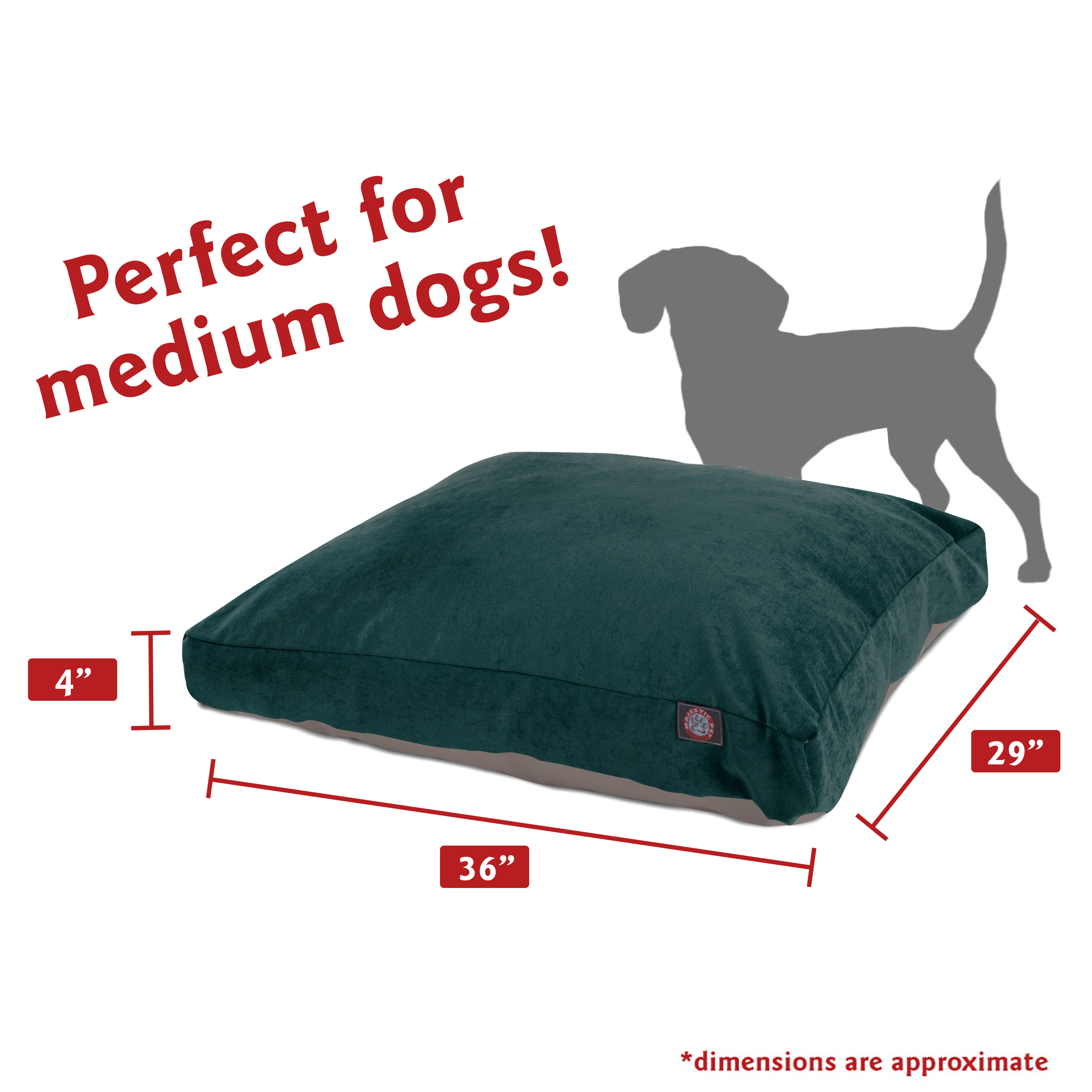 Majestic Pet | Villa Velvet Rectangle Pet Bed For Dogs, Removable Cover, Marine, Medium