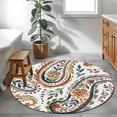 thumbnail image 3 of Round Area Rug 3.3 Ft, Paisley Flower Washable Non-Slip Circle Carpet for Living Room/Bedroom, Spring Watercolor Floral Leaf Plant Low-Profile Small Kitchen Mats Collection Rugs for Indoor, 3 of 8