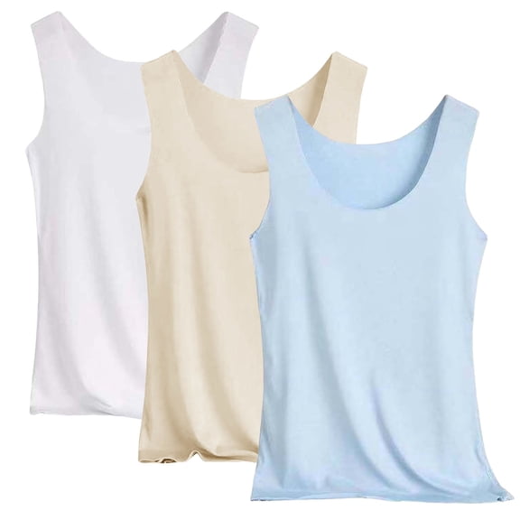 3 Pack Tank Tops for Women, Soft Ribbed Scoop Neck Sleeveless Fitted Basic Summer Tops Casual Going Out Undershirt