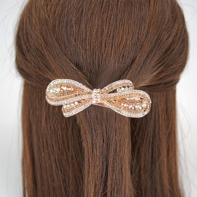 Hair Barrettes for Women, Rhinestone Hair Clips Crystal Leaf  display picture 1