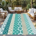 thumbnail image 2 of Turquoise Boho Outdoor Rug for Patio/Deck/Porch, Non-Slip Large Area Rug 4 x 6 Ft, Modern Abstract Art Floral Geometric Indoor Outdoor Rugs Washable Area Rugs, Reversible Camping Rug Carpet Runner, 2 of 8