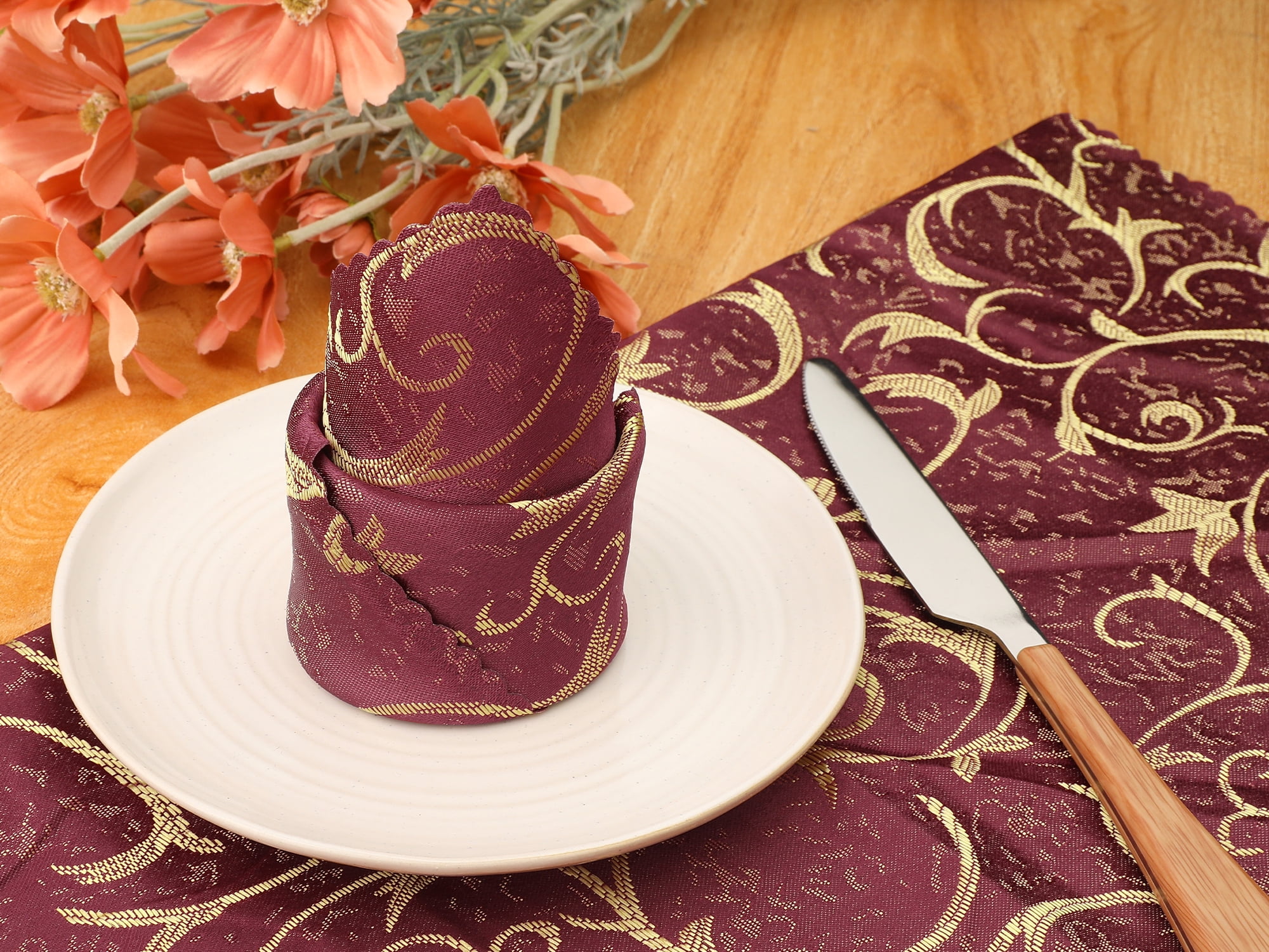 Unique Bargains 6 Pack Cocktail Napkins Great Napkins for Dinner Wedding Restaurant Party Wine Red