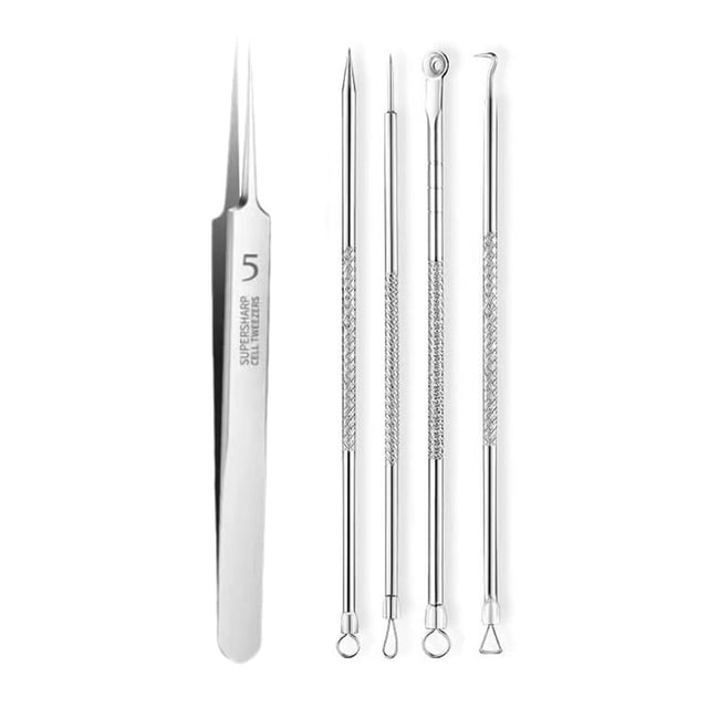 Blackhead Acne Clip Comedone Pimple Extractor Remover Tweezer Skin Care Tools Set
