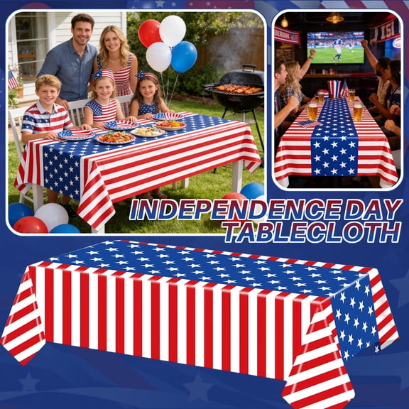 250 Year American Anniversary Tablecloth, Patriotic Tablecloths 4th of July Decorations,Disposable Plastic Tablecloths,Patriotic Themed Party Table Cloth for Birthday Party Supplies,Outside, Blue