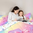 thumbnail image 5 of Manfei Pretty Rainbow Bownot 7pcs Queen Bedding,Cute Initial M Bedding Comforter Set Queen,Pink,Colorful Stars Reversible, 5 of 7