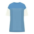 thumbnail image 5 of Otvok Women's Summer Round Neck Shirt Fashion Versatile Casual Color Block Short-Sleeve Blouse, 5 of 6