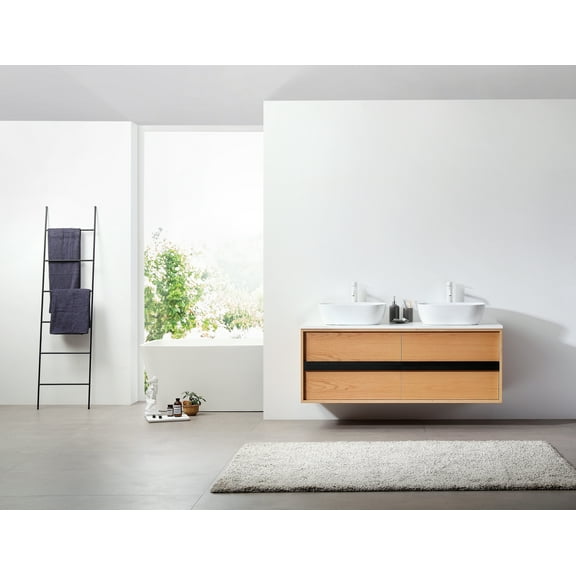 Sintra 55" Whitewash Oak Wall Mounted Bathroom Vanity