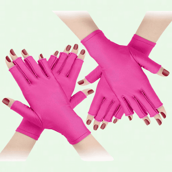 Gel Nail UV Protection Gloves - 2 Pairs, Fingerless, Anti-UV Shield for Manicure