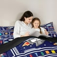 thumbnail image 5 of Manfei Cartoon Rocket 2pcs Bedding Comforter Set,Geometric Plaid Twin Comforter Sets,Galaxy Universe Bedding Set,Super Cozy Boys Bedroom Decor,Reversible, 5 of 8