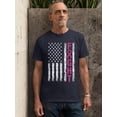 thumbnail image 2 of Breast Cancer Support Pink Ribbon Fight US Flag Unisex Men's T-shirt, XL, Navy, 2 of 5