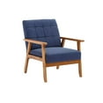 thumbnail image 5 of Set of 3 Accent Chairs with Side Table, Linen Upholstered Reading Chairs Lounge Chairs with Thick Backrest and Seat Cushions, Living Room Chairs Armchairs with Solid Wood Frame for Apartment, Navy, 5 of 7