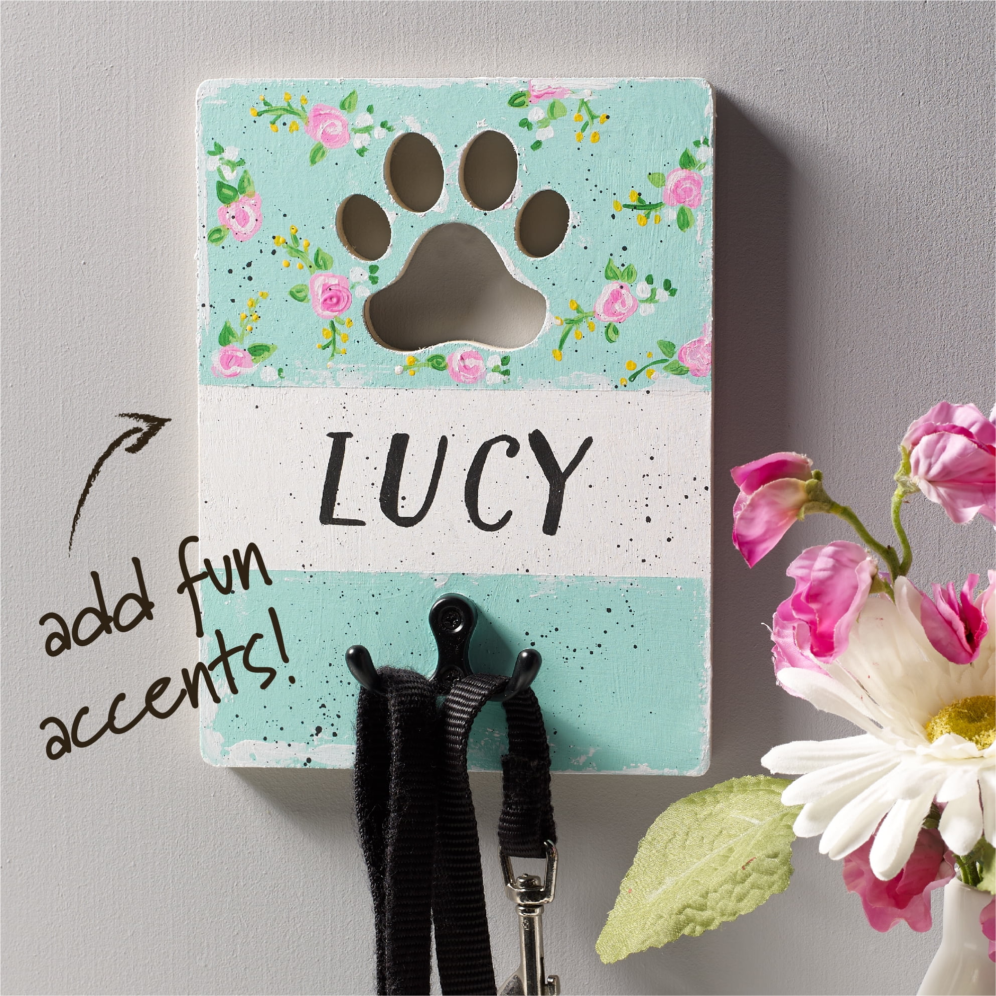 (3 pack) Plaid Wood Surfaces Pet Leash Holder