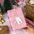 thumbnail image 6 of Pink Christmas Wrapping Paper Roll，Gold Reindeer & Merry Christmas Design Gift Wrap Reversible for New Year Winter Party Wedding Baby Shower Festival Celebration - Mini Roll - 17 In x 32.8 Ft, 6 of 12