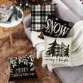 thumbnail image 3 of Merry Christmas Bright Decorative Throw Pillow Covers 16 x 16 Set of 4, Black Xmas Tree Buffalo Plaid Check Outdoor Pillowcase, Let It Snow Winter Holiday Farmhouse Cushion Case Home Decor, 3 of 6