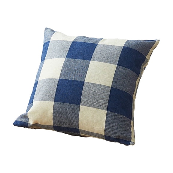 Btomtd 18" x 18" Linen Plaid Pillowcase for Sofa Cushion Cover, Soft and Cozy Square Throw Pillow Covers, Checkered Decorative Pillow Cases for Living Room Bedroom, Blue