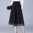 thumbnail image 7 of Mrat Aline Skirts for Women Women's Work Wear Skirt Casual High Waisted Button Midi Skirts Vintage A-line Double Layered Mesh Skirt S-339 Black 4XL, 7 of 7
