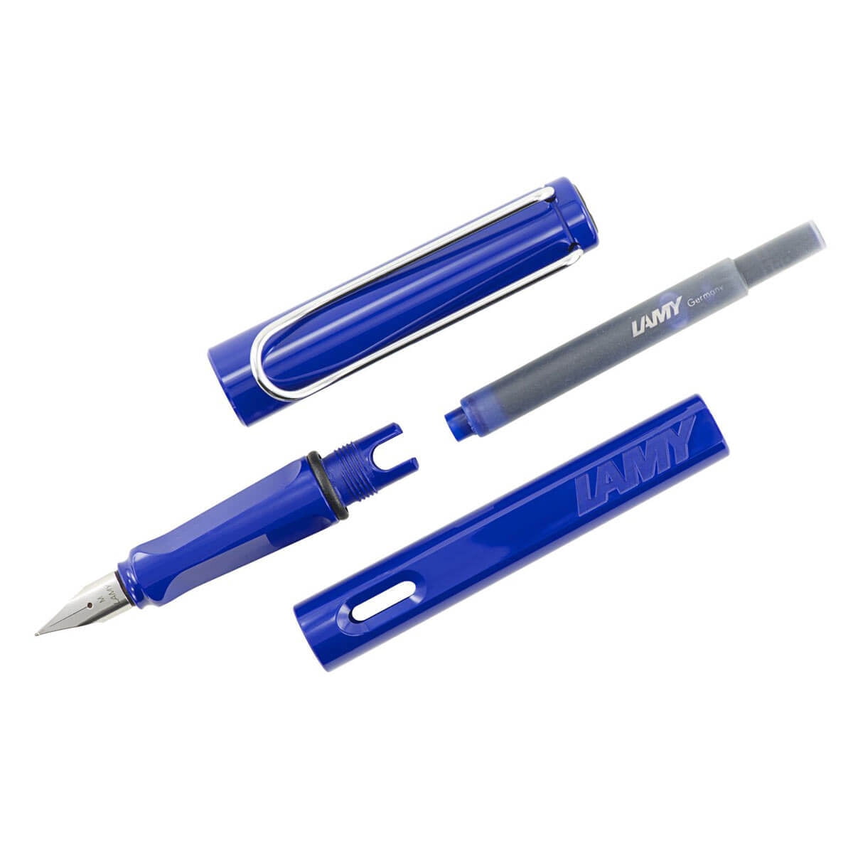LAMY Blue Safari Fountain Pen with Medium Nib and Blue Ink (L14M)
