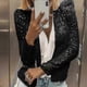 thumbnail image 1 of 2026 Women's Cardigan Long Sleeve Shiny Sequin Coat Open Front Casual Female Jacket, 1 of 5