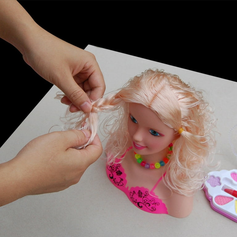 ADVEN Makeup Pretend Playset for Children Hairdressing Styling Head Doll  Hairstyle Toy Gift with Hair Dryer for Kids Girls 