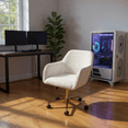 thumbnail image 2 of Homy Casa Upholstered Video Game Chair with Gold Base for Home Gaming Room, White, 2 of 9