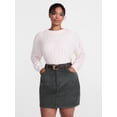 thumbnail image 2 of Scenario Women's Pointelle Sweater with Long Puff Sleeves, Lightweight, Sizes XS-XXXL, 2 of 6