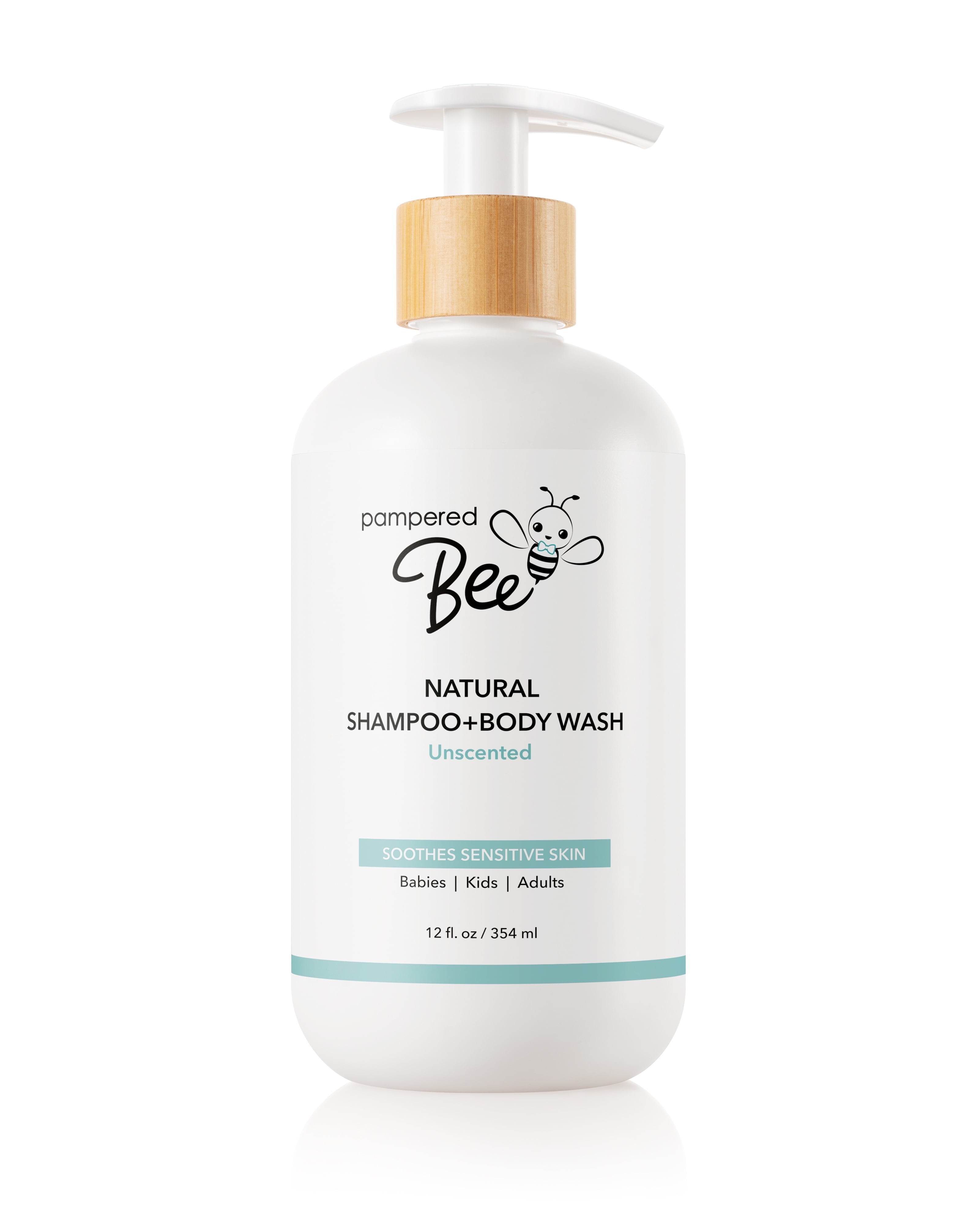 (6 pack) Pampered Bee Natural Unscented Shampoo & Body Wash, 12 fl oz