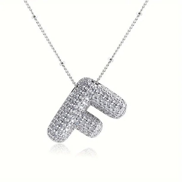Ganfancp Letra Collar con Incrustaciones de Circón Hueco Collar de Cobre Alfabeto Collar Colgante de Diamantes Ofertas de La Semana 1X Collar