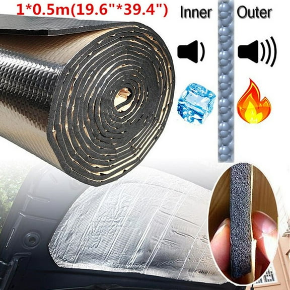 Car Hood Insulation Sound Deadening Pad 10mm Thick Aluminum Heat Shield Thermal Mat 0.5x1m