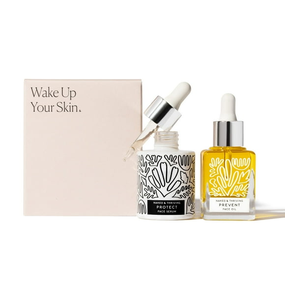 Sérum de día antioxidante Skincare Naked & Thriving Protect, 30 ml, más aceite facial antiedad, 35 ml
