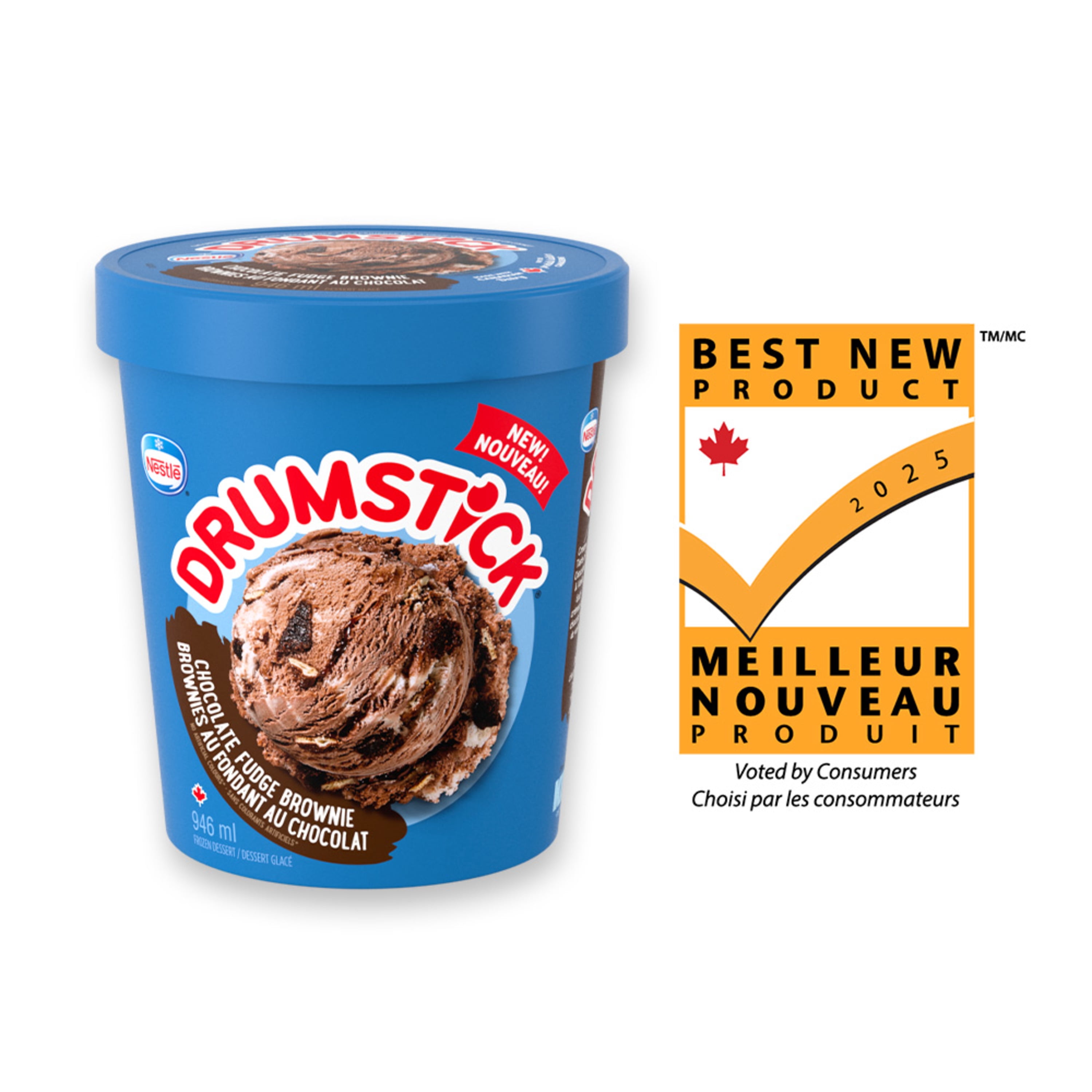 DRUMSTICK Chocolate Fudge Brownie, Frozen Dessert, Ripple, Brownie & Wafer Pieces