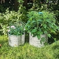 thumbnail image 7 of Galvanized Ribbed Flower Pot Set, 1.5 & 1 Gallon Metal Pots for Indoor & Outdoor, 7 of 7