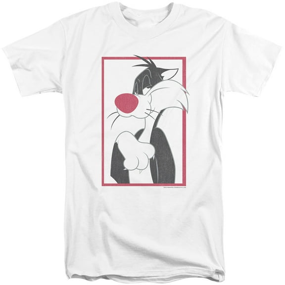 Looney Tunes Sylvester S/S Adult Tall 18/1 T-Shirt White