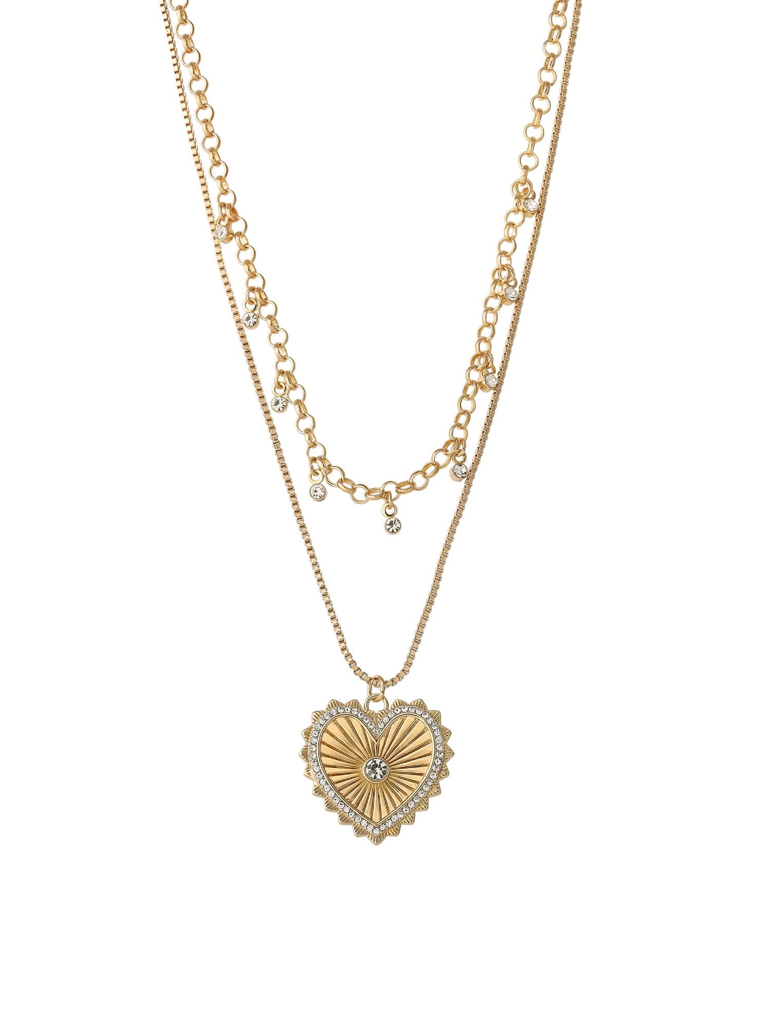 Jessica Simpson Layer Heart Necklace and Earring Gift Set