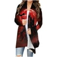 thumbnail image 2 of FDGIU Women's Halloween Cardigan 2025 - Printed Open Front Long Sleeve Cover-Up, Lightweight Crochet Fall Coat, Medium Length Coat Casual, 2 of 6