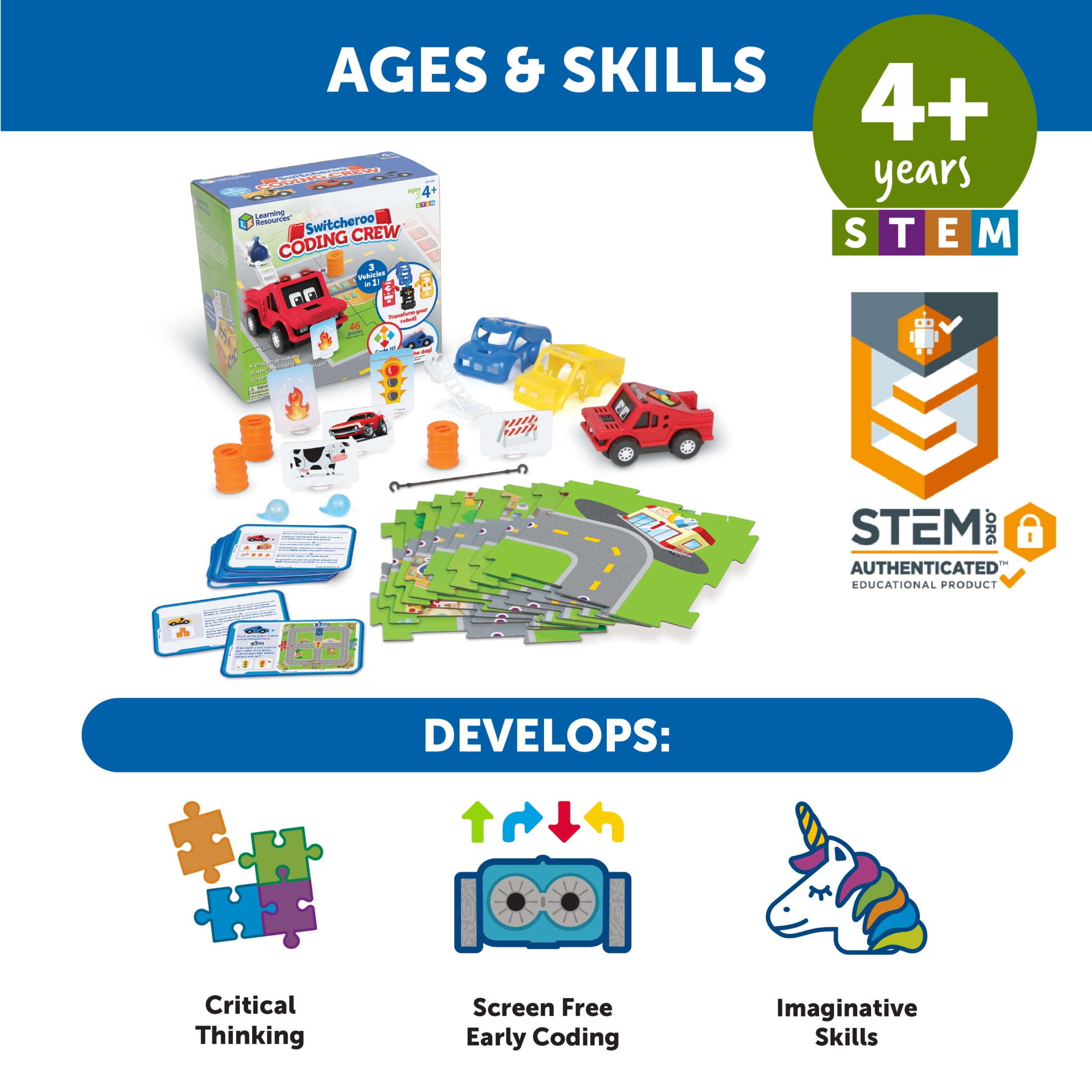 Learning Resources Switcheroo Coding Crew, Code Games for Boys and Girls, Robotics, Ages 4+
